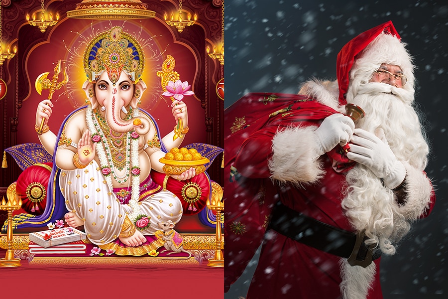 Ganesha and Santa Claus: Separated at birth? You decide.