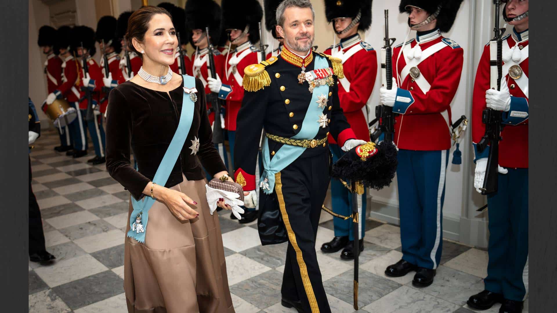 Denmark's Crown Prince Frederik and Crown Princess Mary at Christiansborg Castle in Copenhagen, Denmark.