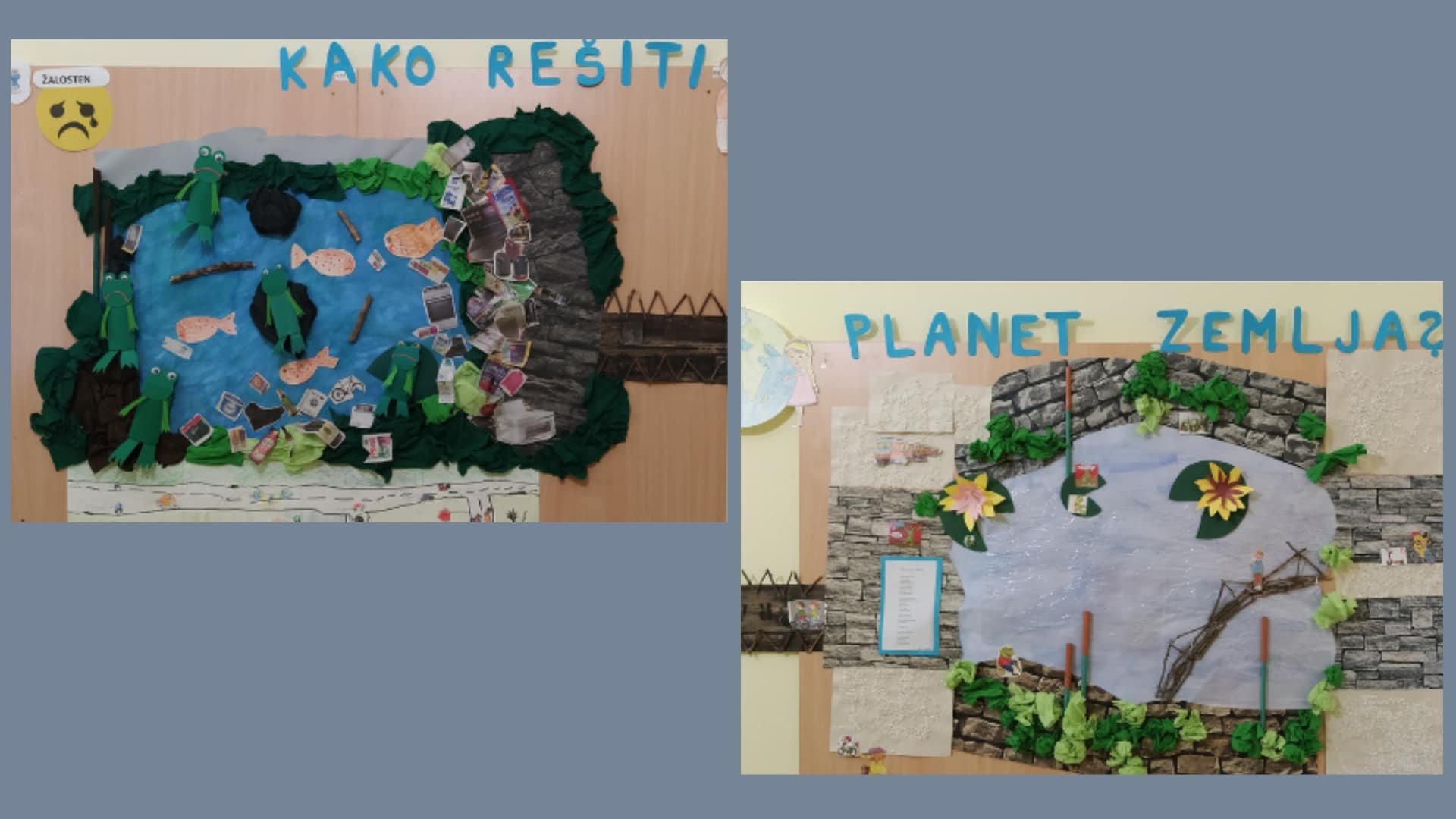 Two climate change art challenge entries from Radenci Kindergarten in Slovenia.