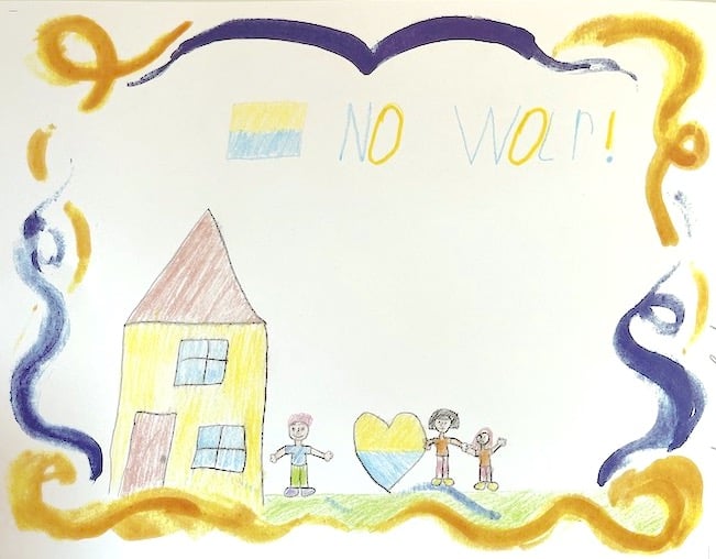 Refugee KidsDrawPeace4Ukraine Marias house and family copy