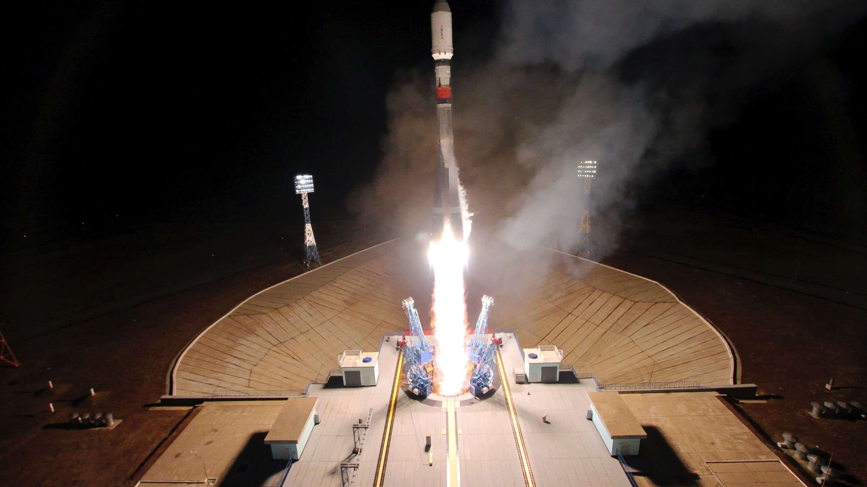 Russia launches satellites into space.