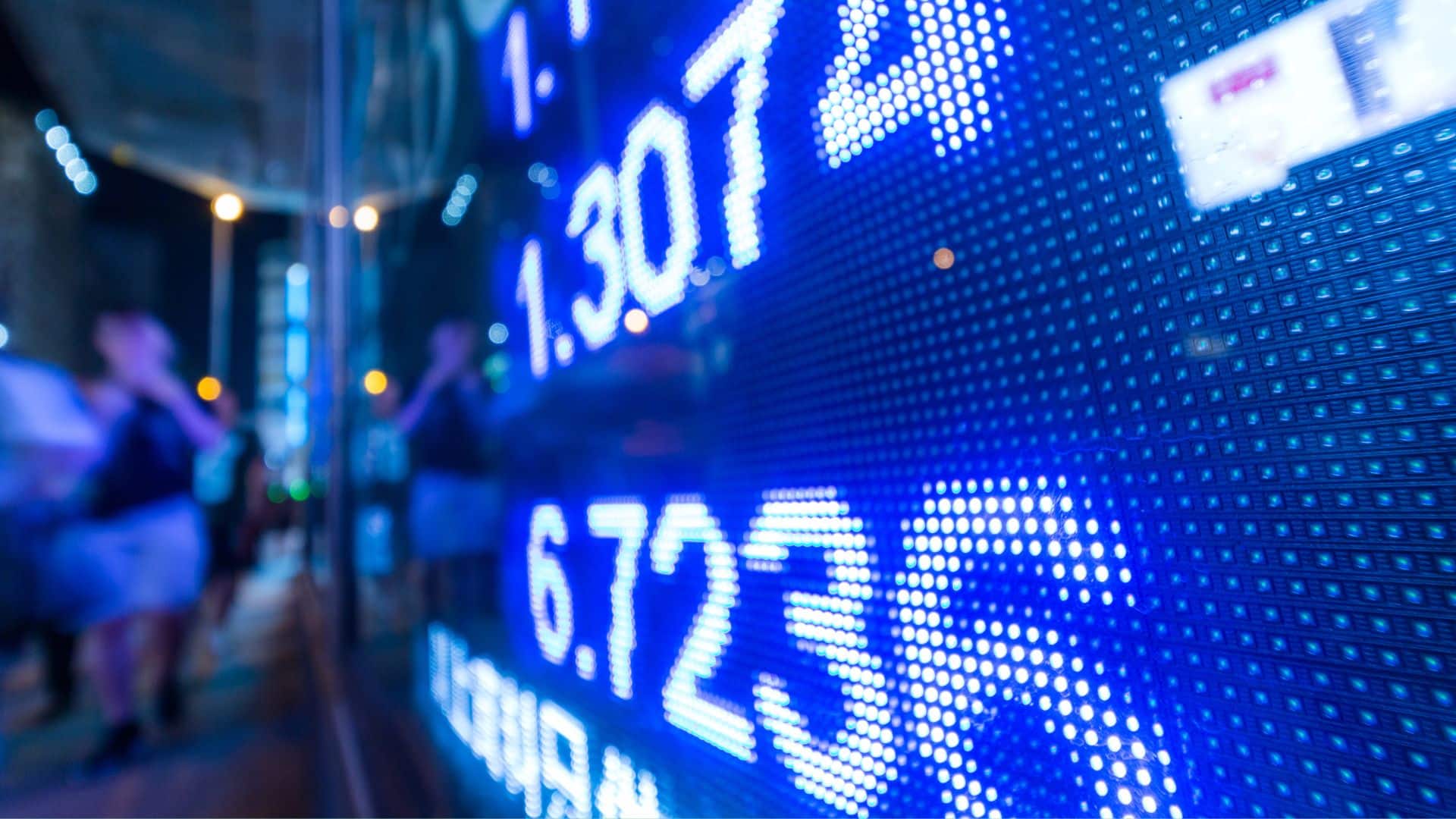 A stock market chart on a lit screen. 